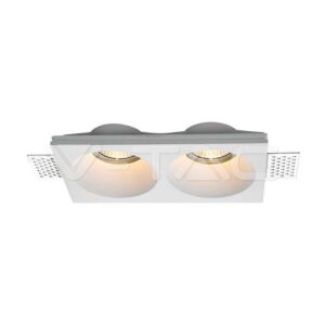 SKU-6762 2xGU10 Fitting Gypsum Round White